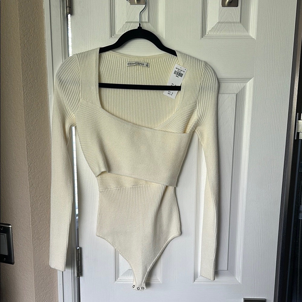 Abercrombie & Fitch Cream Ribbed Bodysuit